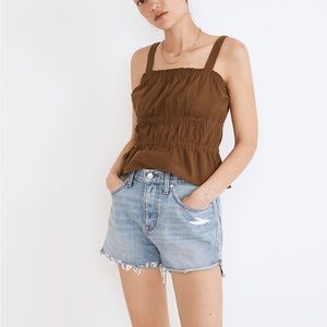 Maxwell Relaxed Denim Shorts Madera wash, side-slit edition size 23